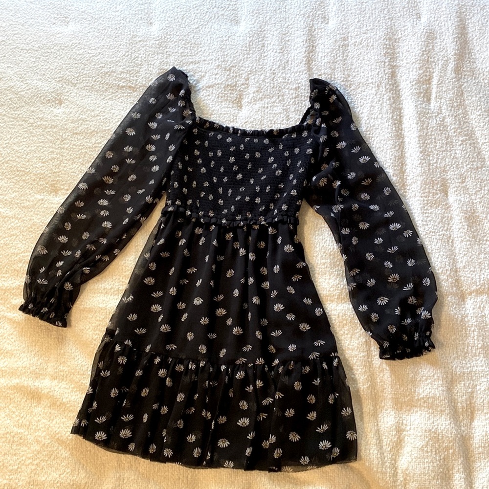 Aritzia Wilfred Black Floral Dress